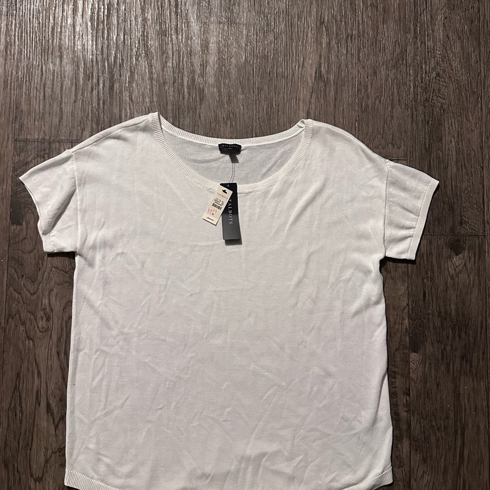 Talbots Elegant White Short Sleeve Blouse